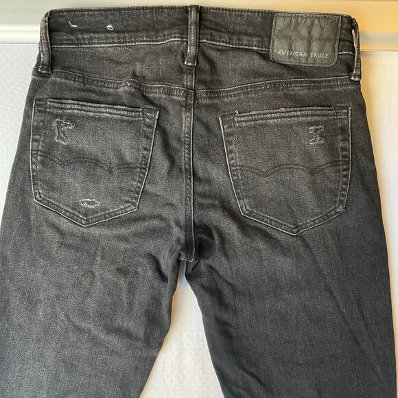 American Eagle Outfitters Men Skinny Jeans size 29 x 20 Black Mid Rise Stretch - Picture 10 of 11